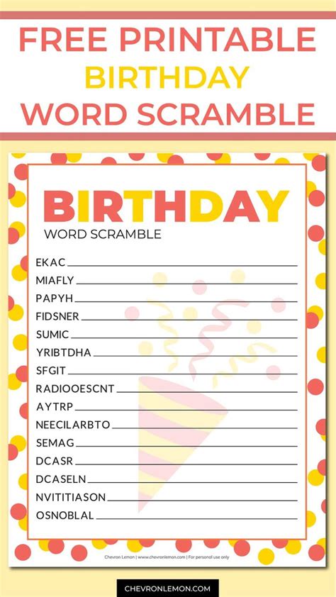 Free Printable Party Games for Kids and Adults.